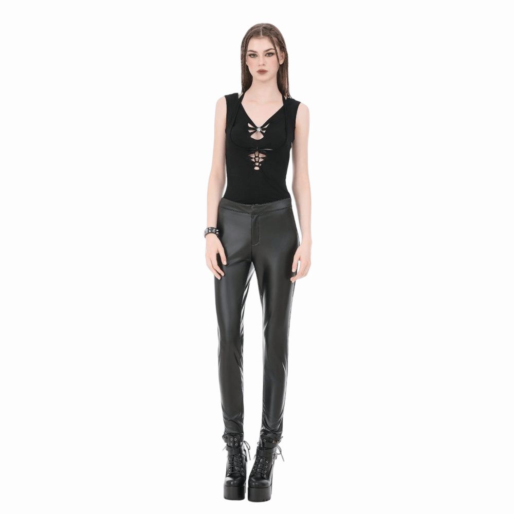 Darkinlove Women's Gothic Spider Cutout Halterneck Tank Top