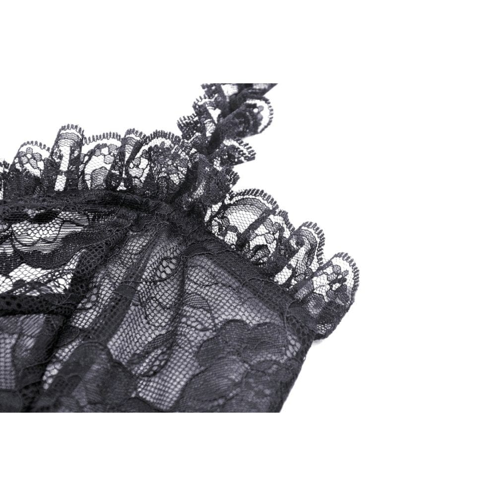 Darkinlove Women's Gothic Split Sheer Mesh Slip Dress