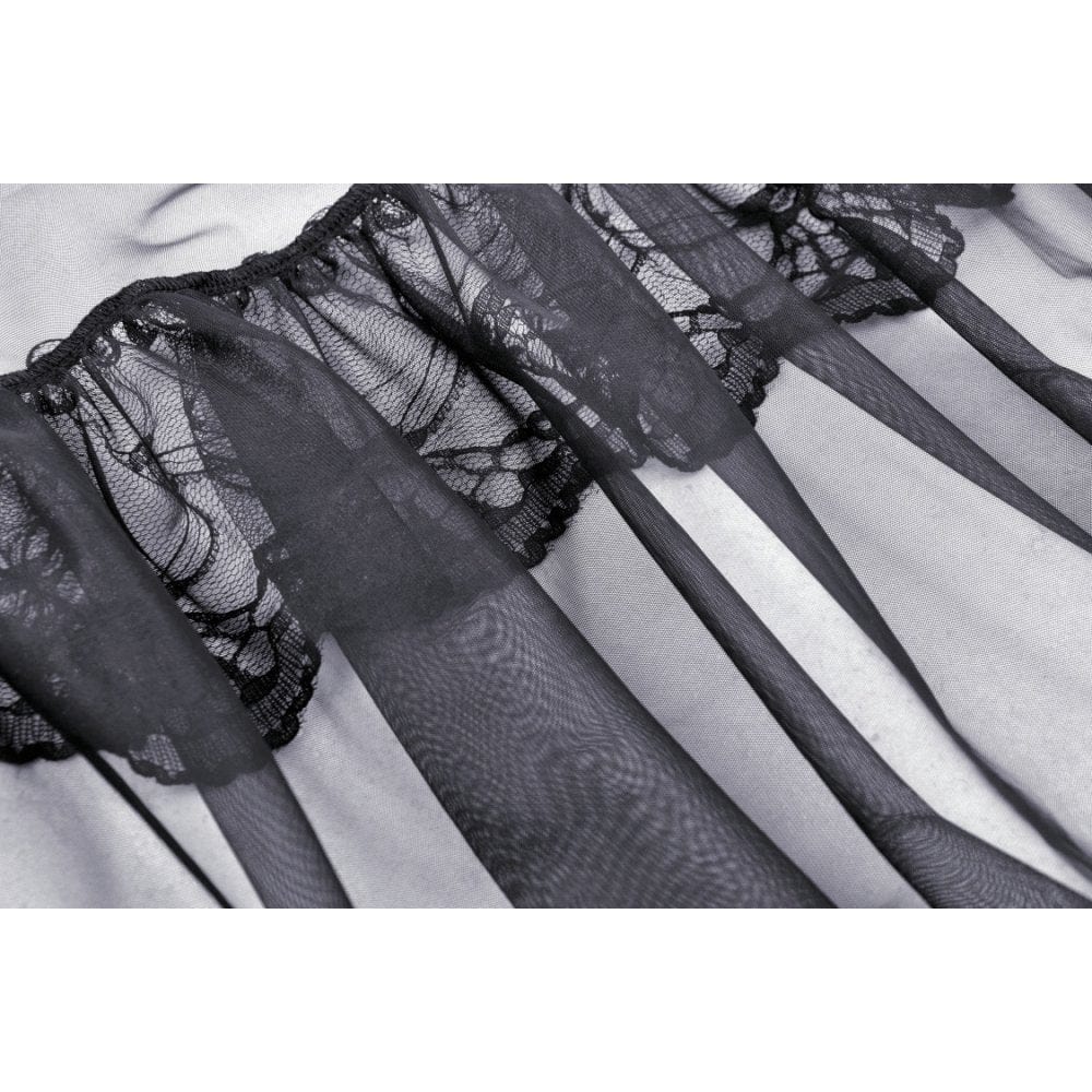 Darkinlove Women's Gothic Split Sheer Mesh Slip Dress