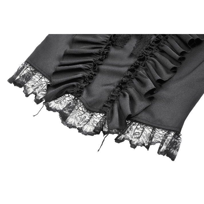 Darkinlove Women's Gothic Square Collar Ruffles Lace Top