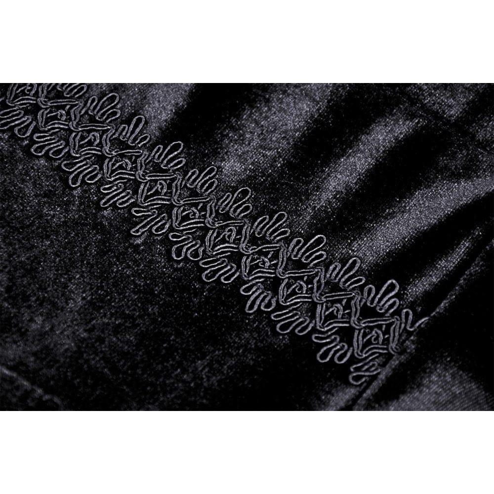 Darkinlove Women's Gothic Square Collar Short Puff Sleeved Velet Top