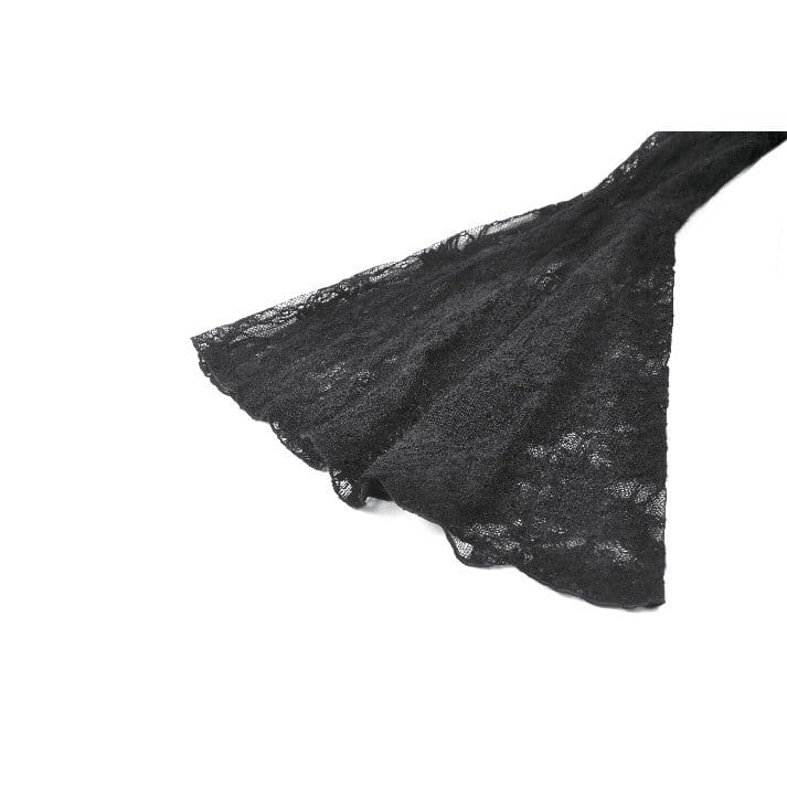 Darkinlove Women's Gothic Square-cut Collar Floral Lace Bell Sleeve Top