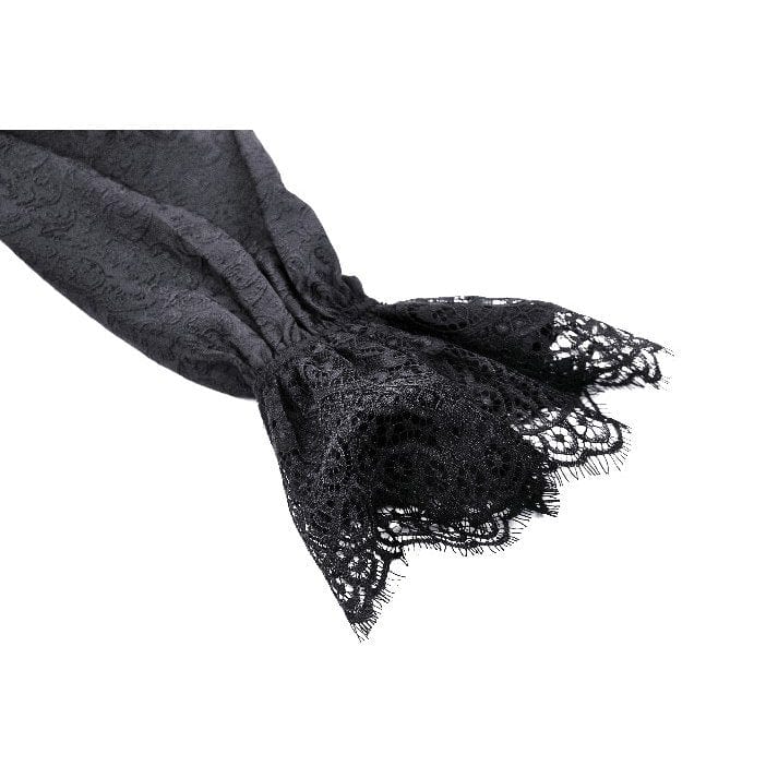 Darkinlove Women's Gothic Stand Collar Lace-up High/Low Coat