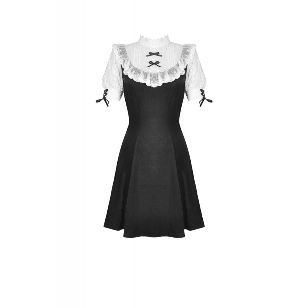 Darkinlove Women's Gothic Stand Collar Lolita Doll Midi Dresses