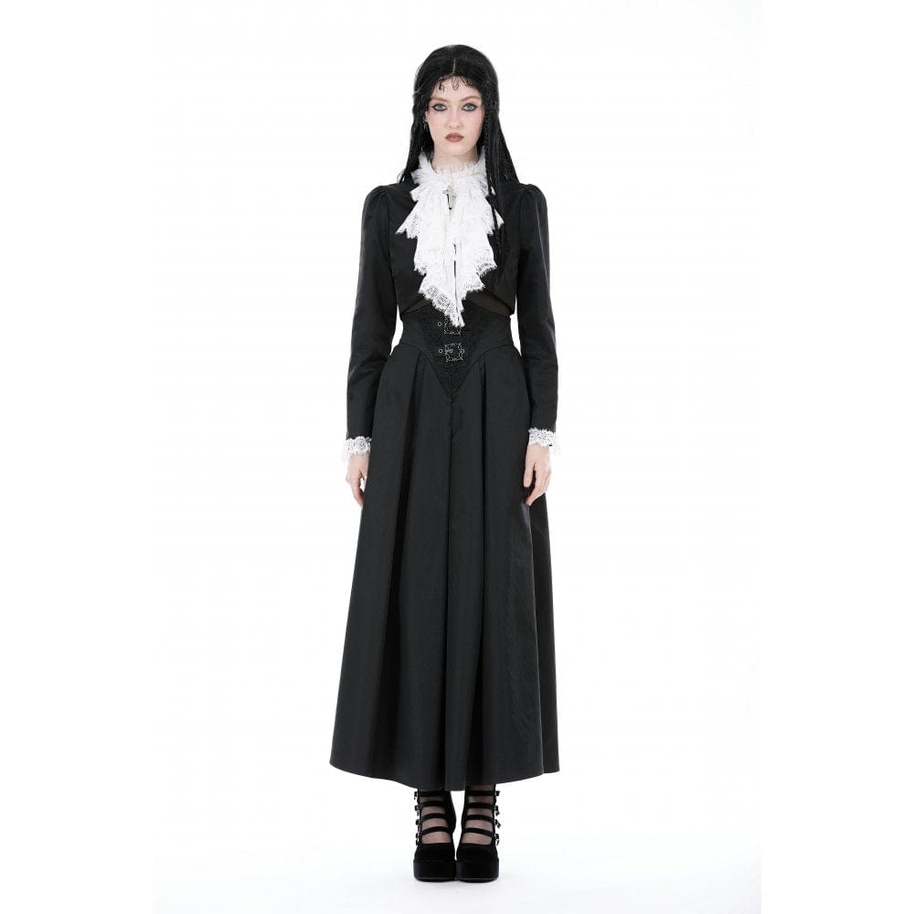 Darkinlove Women's Gothic Stand Collar Ruffled Neck Jacket