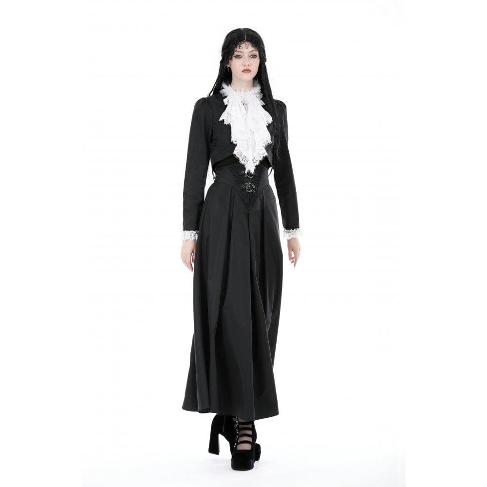 Darkinlove Women's Gothic Stand Collar Ruffled Neck Jacket