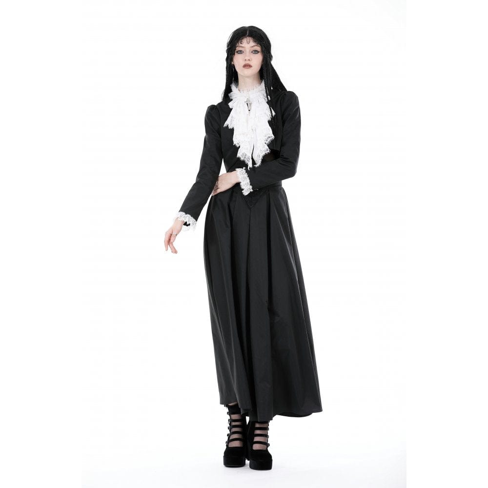 Darkinlove Women's Gothic Stand Collar Ruffled Neck Jacket