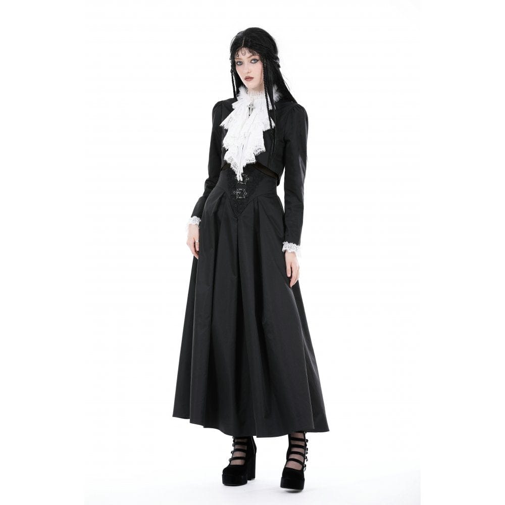 Darkinlove Women's Gothic Stand Collar Ruffled Neck Jacket