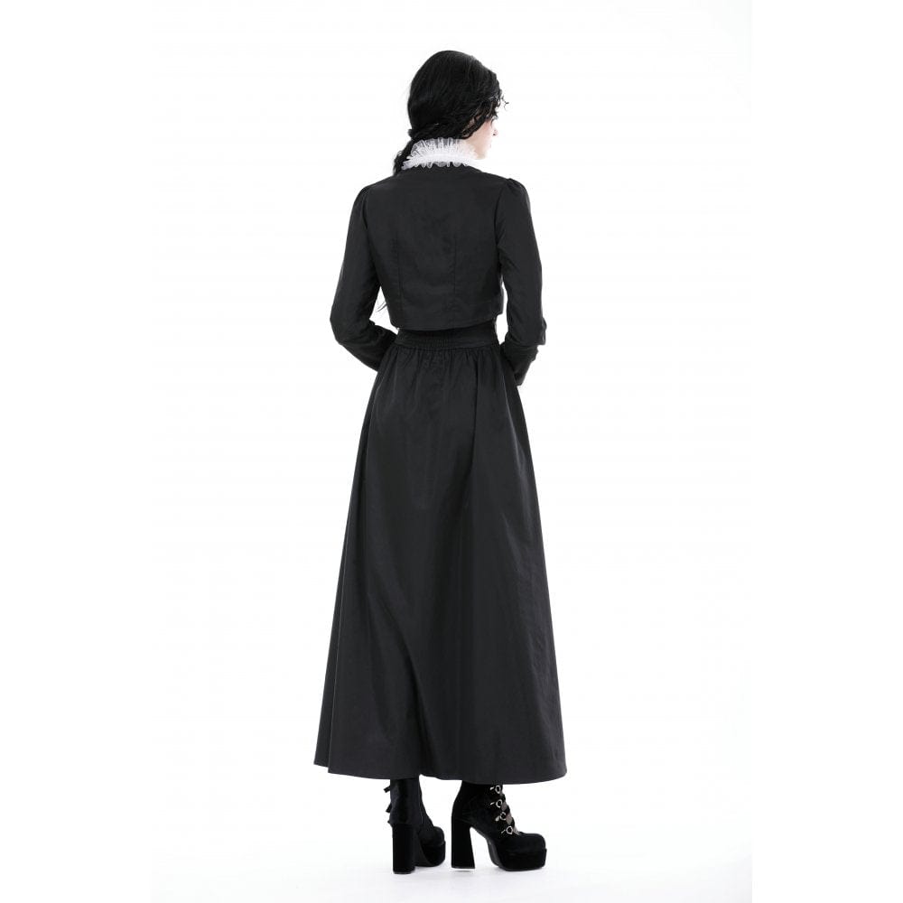 Darkinlove Women's Gothic Stand Collar Ruffled Neck Jacket