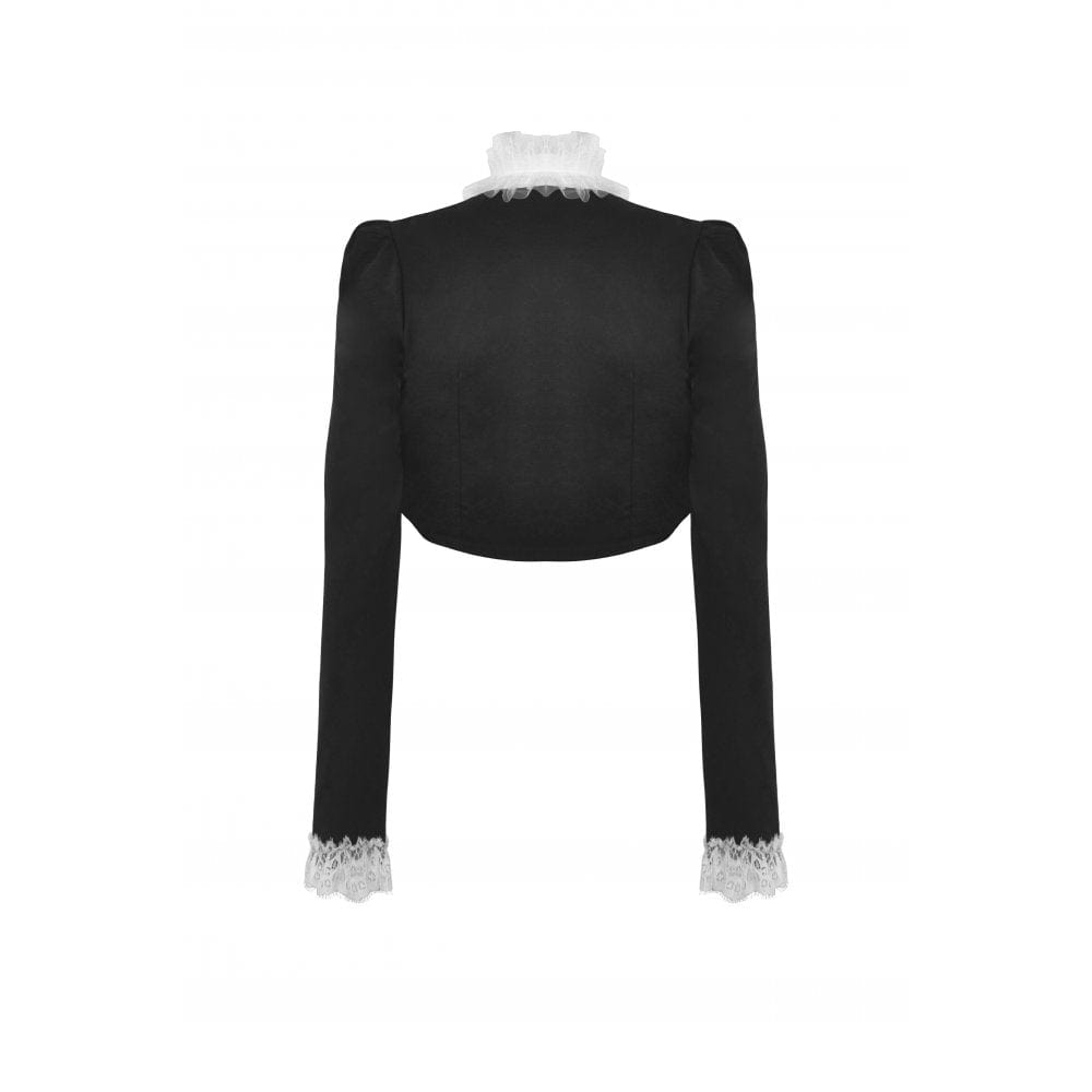 Darkinlove Women's Gothic Stand Collar Ruffled Neck Jacket