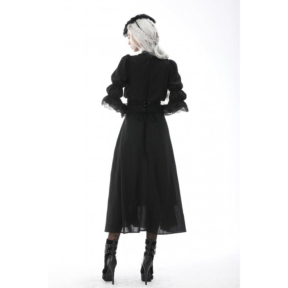 Darkinlove Women's Gothic Strappy Floral Embroidered Falbala Corset