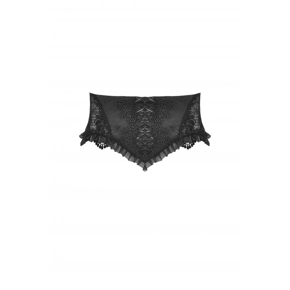 Darkinlove Women's Gothic Strappy Floral Embroidered Falbala Corset