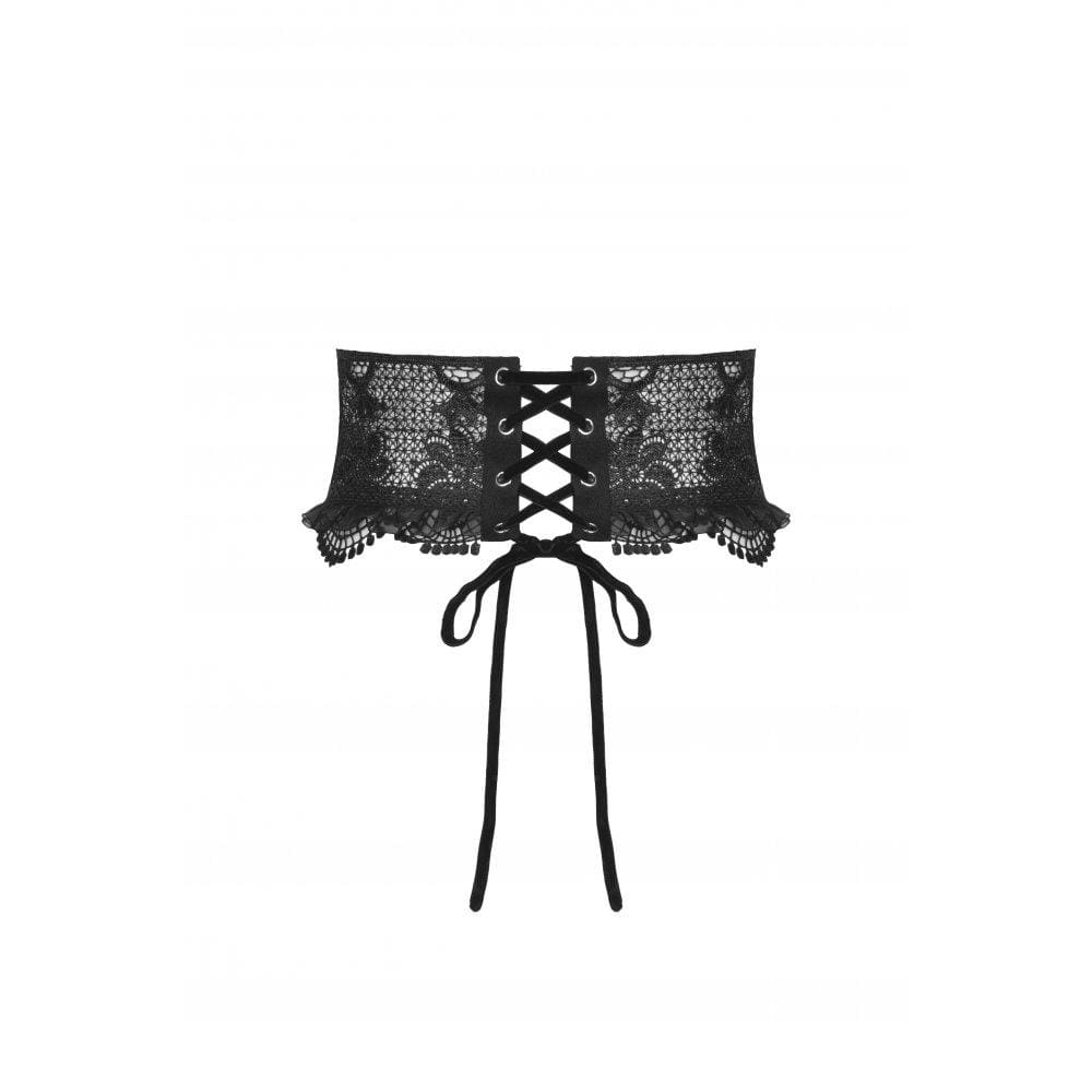 Darkinlove Women's Gothic Strappy Floral Embroidered Falbala Corset