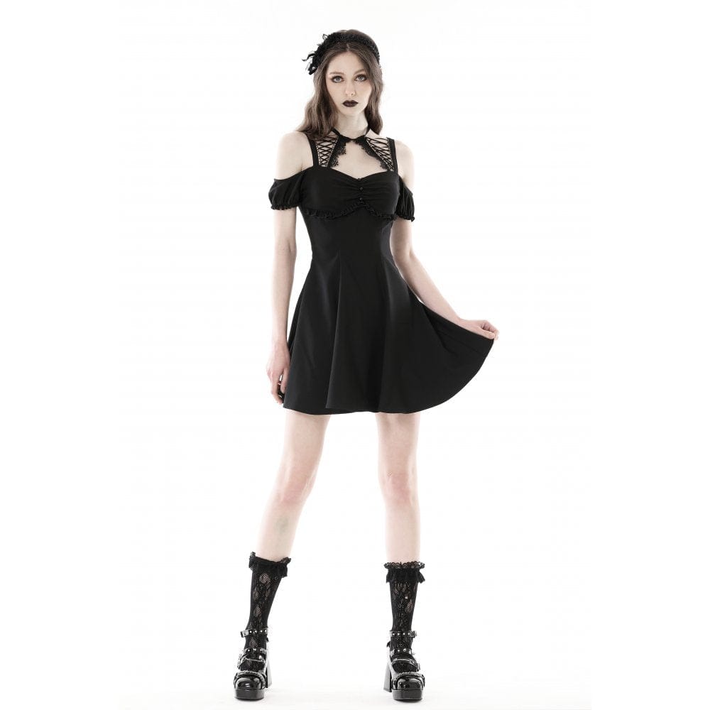 Darkinlove Women's Gothic Strappy Off Shoulder Dress