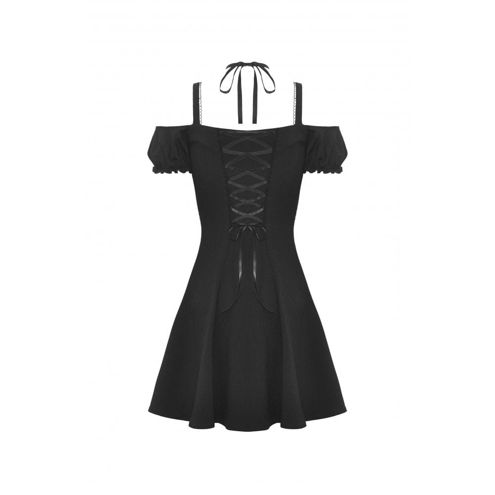 Darkinlove Women's Gothic Strappy Off Shoulder Dress