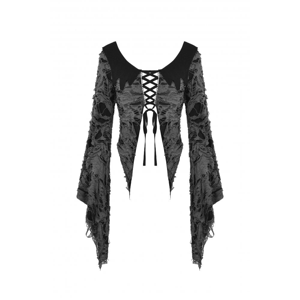 Darkinlove Women's Gothic Strappy Ripped Cardigan