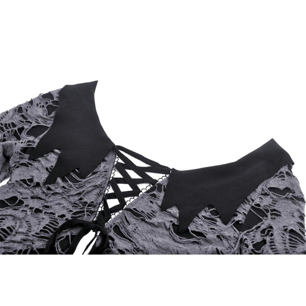 Darkinlove Women's Gothic Strappy Ripped Cardigan