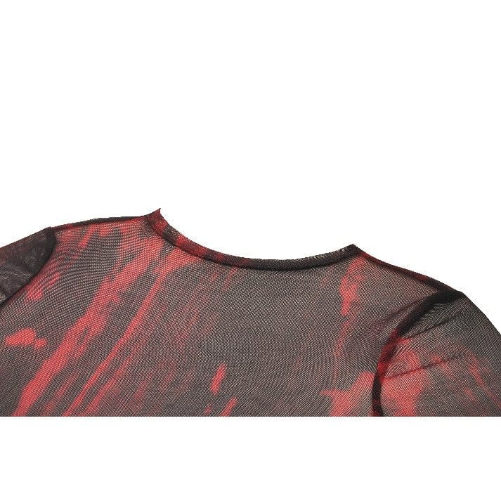 Darkinlove Women's Gothic Tie-dyed Sheer Mesh Top