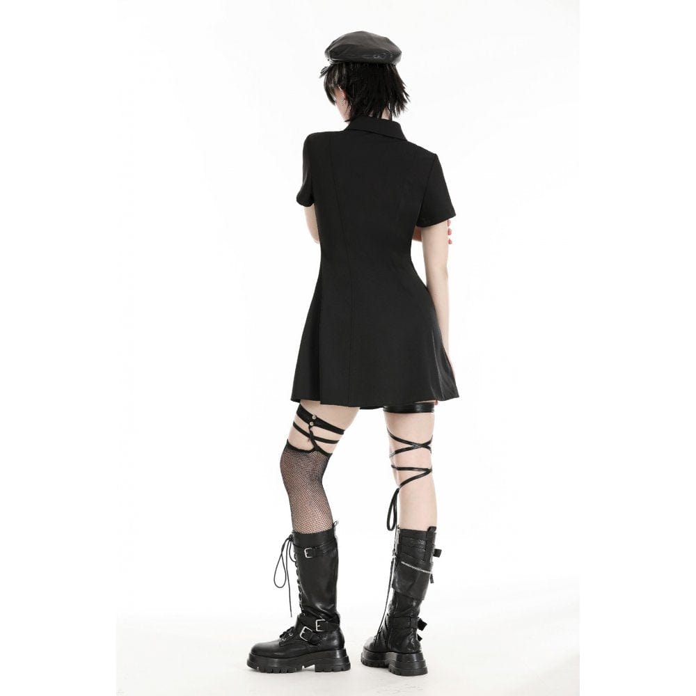 Darkinlove Women's Gothic Turn-down Collar Cutout Homecoming Dress