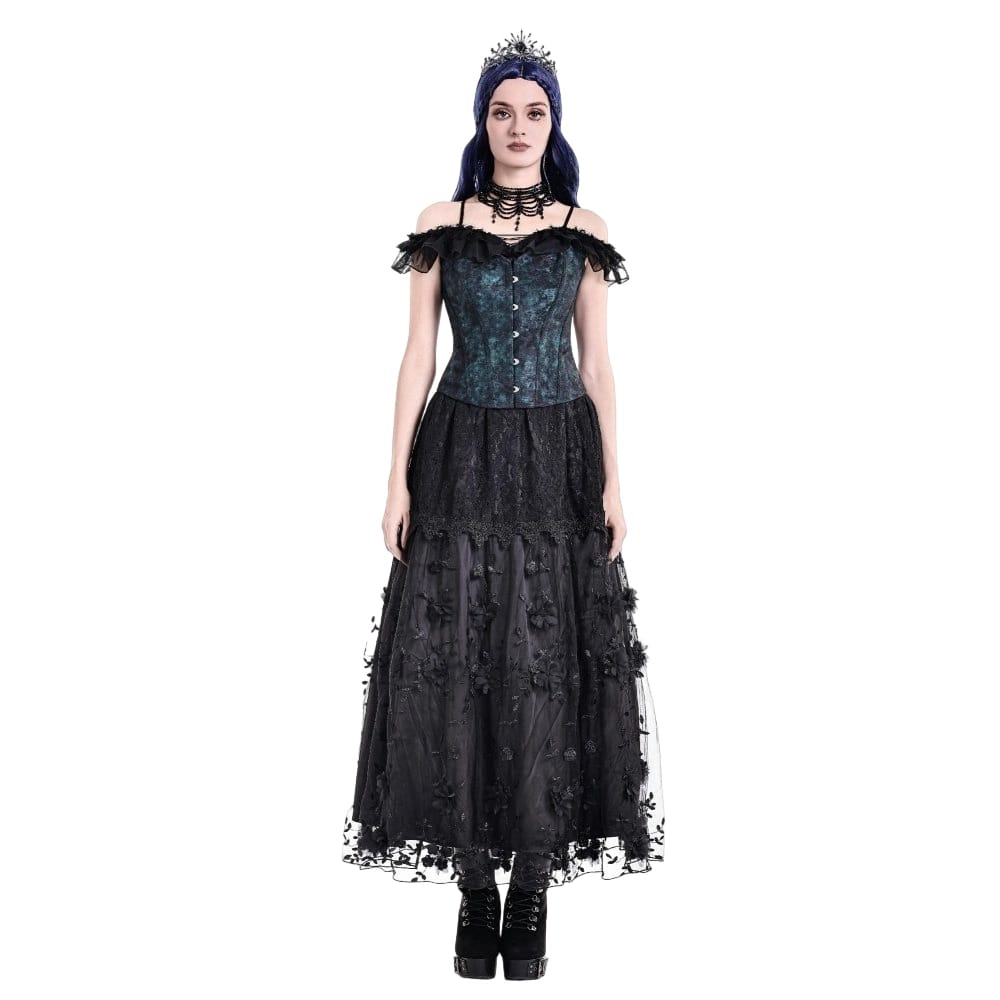 Darkinlove Women's Gothic Vintage Jacquard Lace-up Overbust Corset