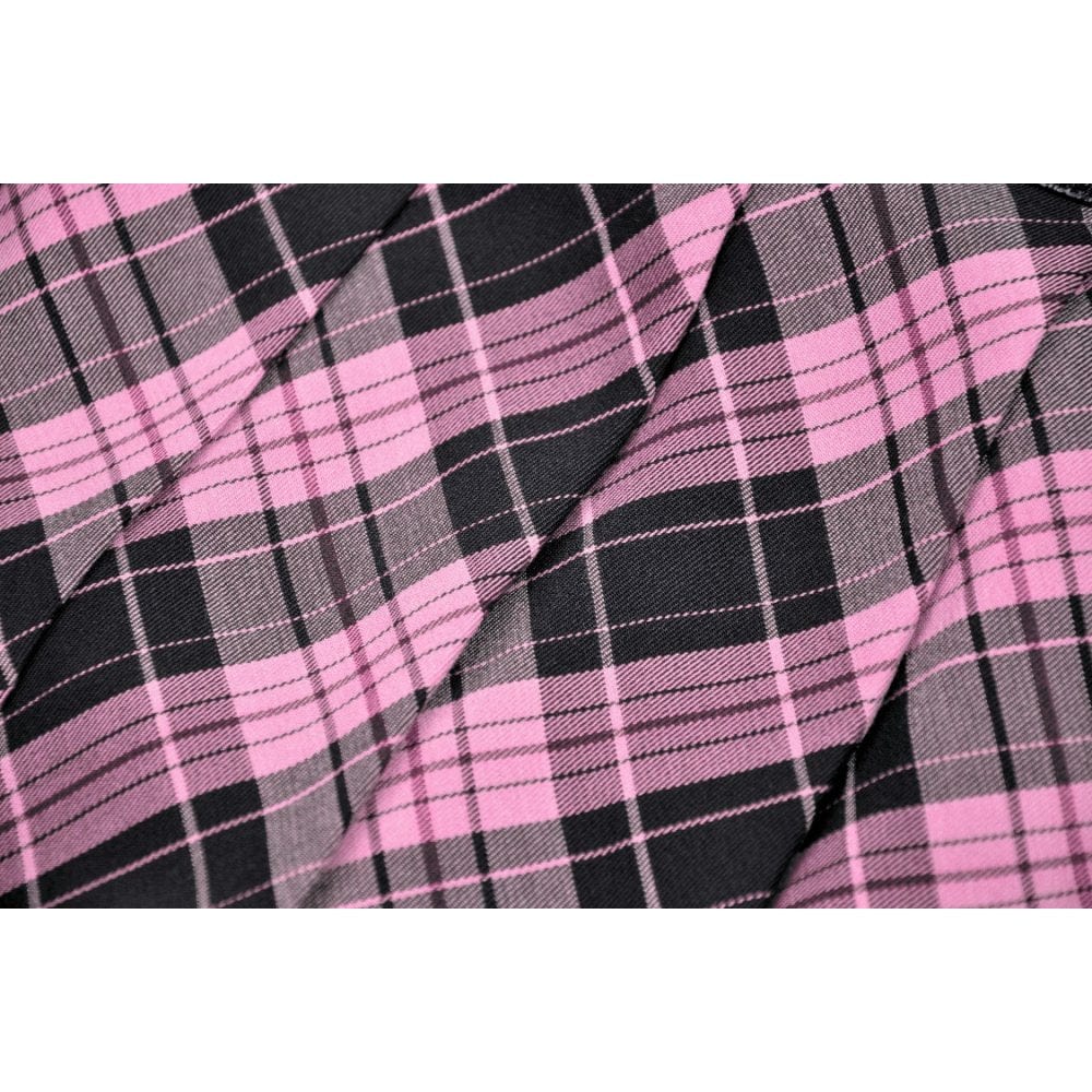 Darkinlove Women's Grunge Faux Leather Splice Plaid Pleated Shirt