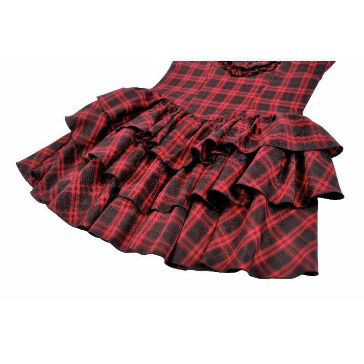 Darkinlove Women's Grunge Layered Plaid Slip Dress