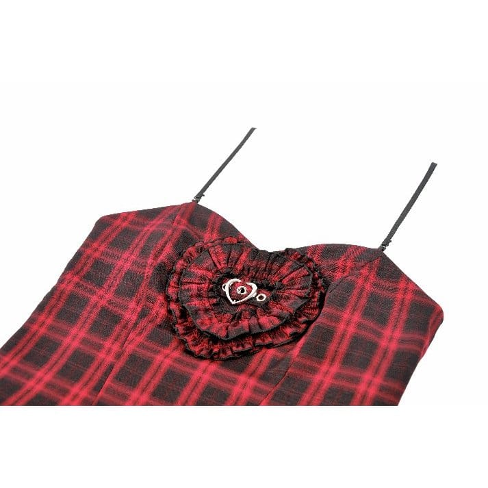 Darkinlove Women's Grunge Layered Plaid Slip Dress