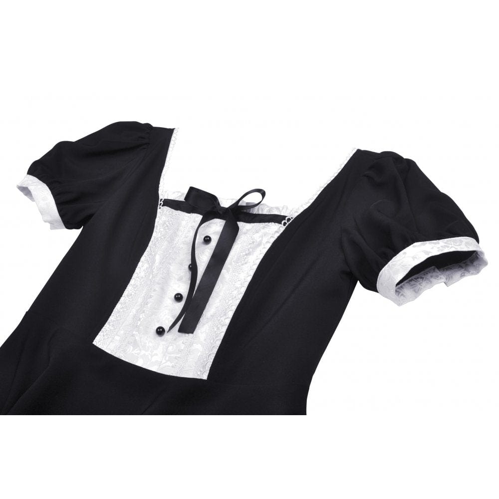 Darkinlove Women's Lolita Puff Sleeved Maid Dress Cosplay Costume