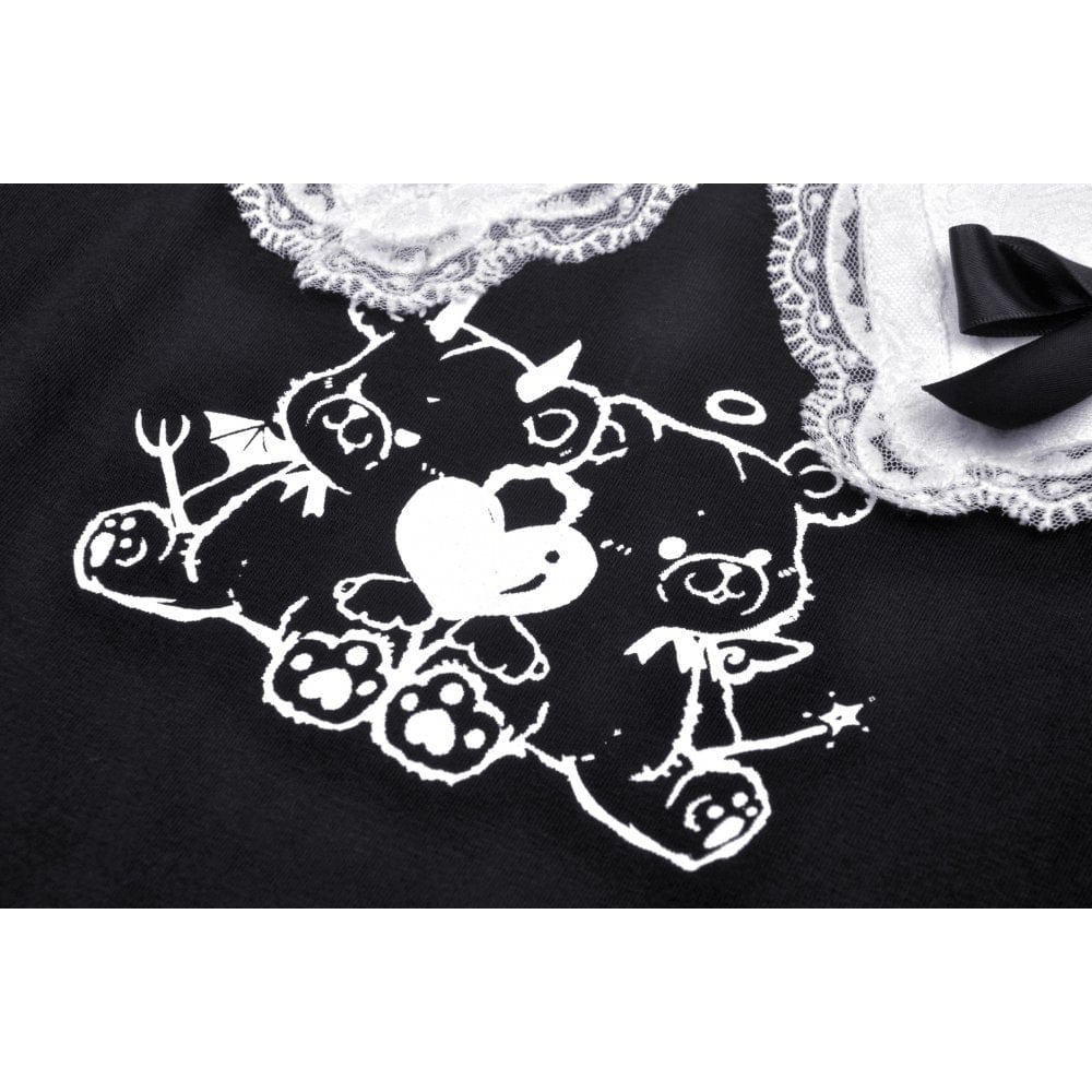 Darkinlove Women's Lolita Two Little Bear Midriff-baring Doll Shirt