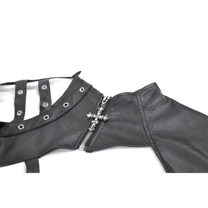 Darkinlove Women's Punk Asymmetric Eyelet Buckle-up Strap Cutout Cape