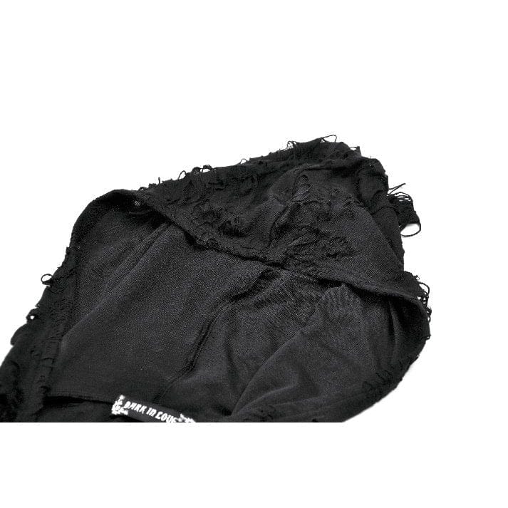 Darkinlove Women's Punk Asymmetric Ripped Hooded Top