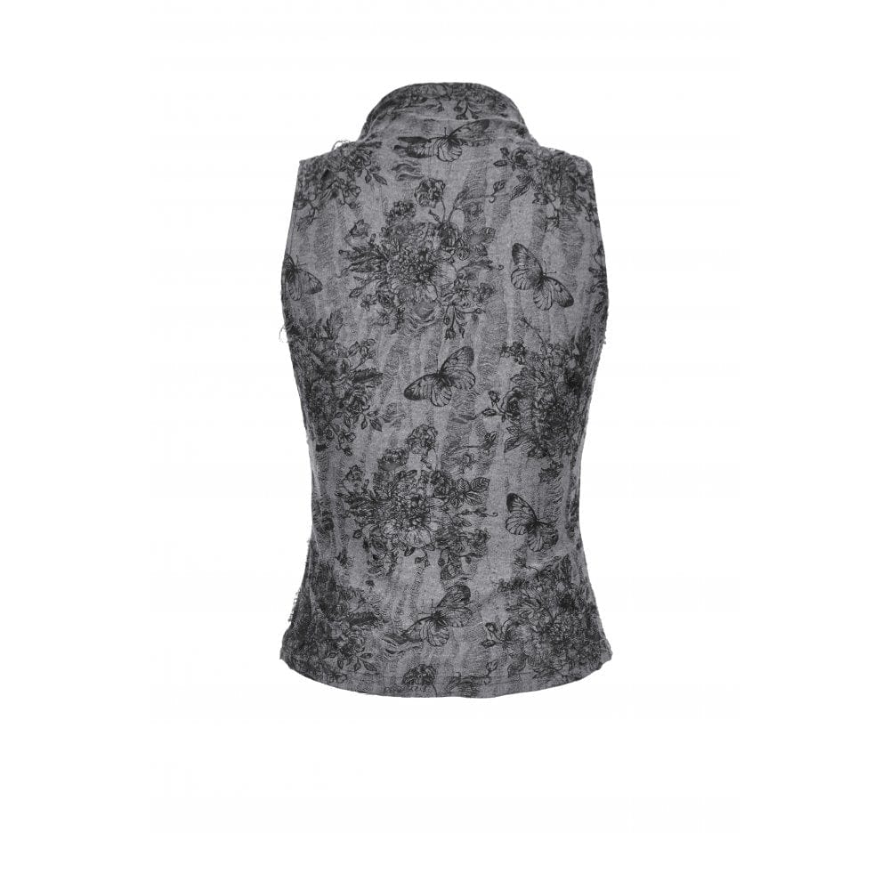 Darkinlove Women's Punk Big Pin Ripped Tank Top