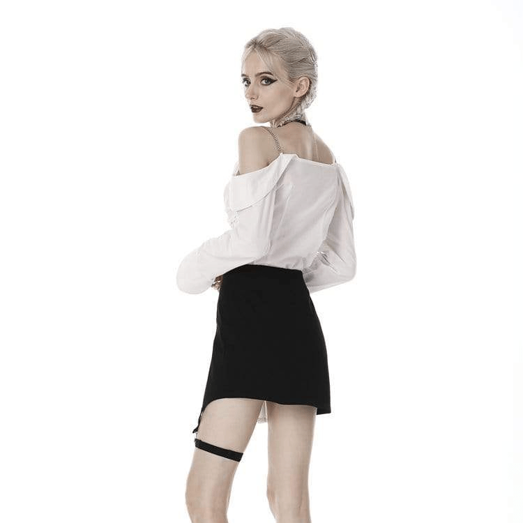Darkinlove Women's Punk Black&White Side Irregular Short Skirts