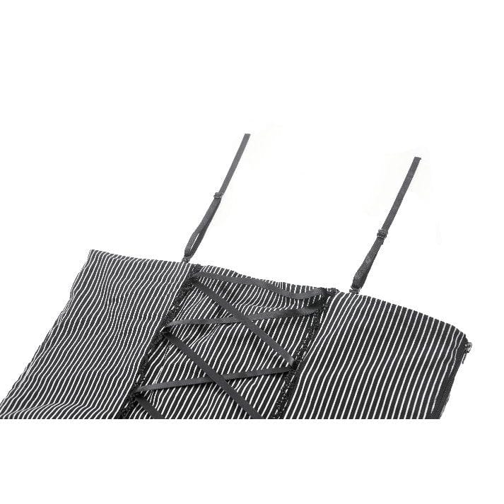 Darkinlove Women's Punk Bowknot Pinstripes Tank Top