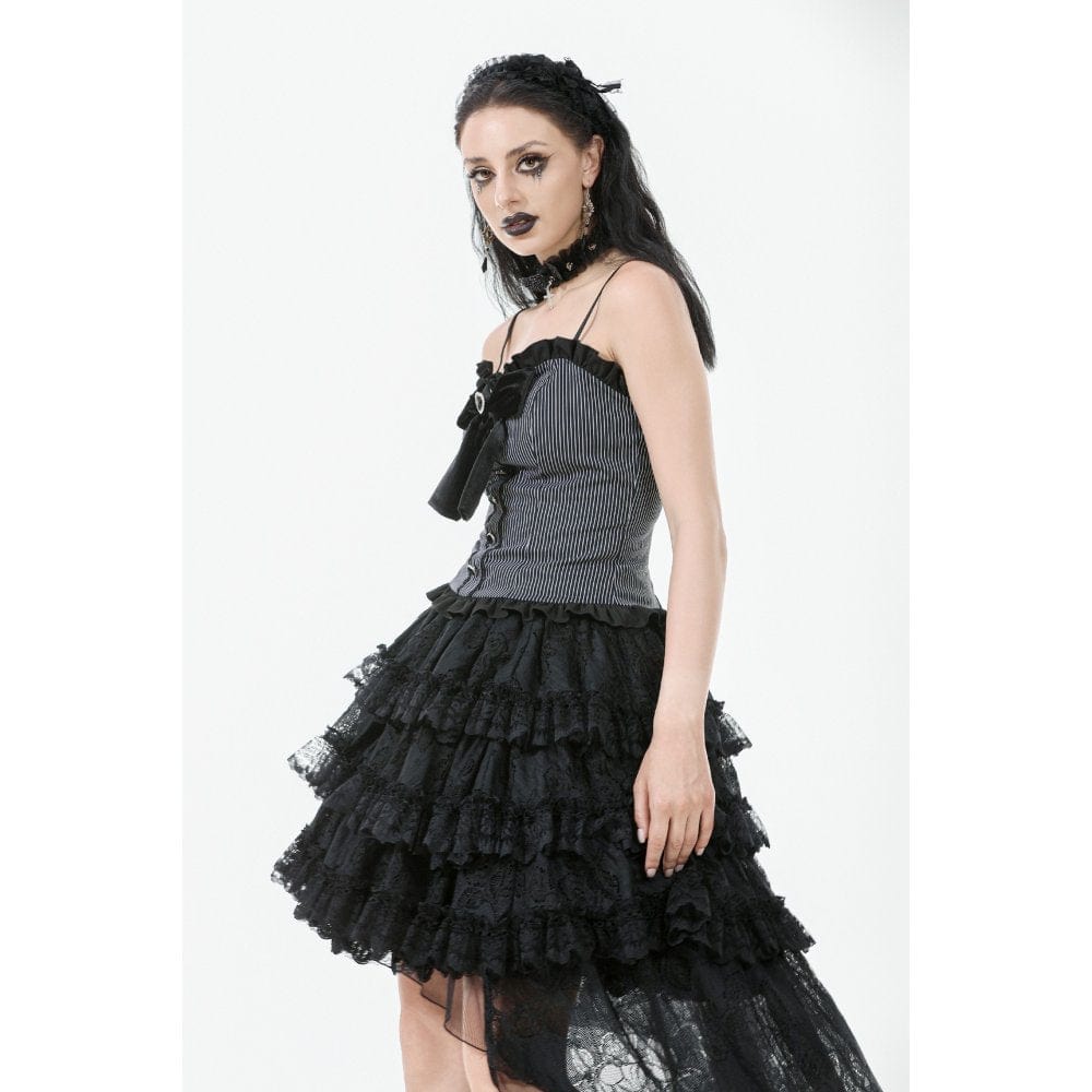 Darkinlove Women's Punk Bowknot Pinstripes Tank Top