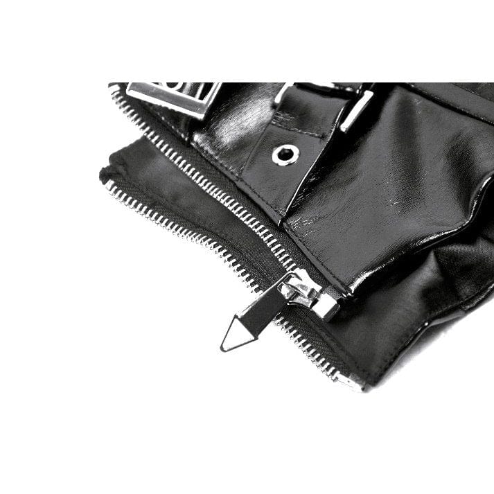 Darkinlove Women's Punk Buckle Patent Leather Underbust Corset