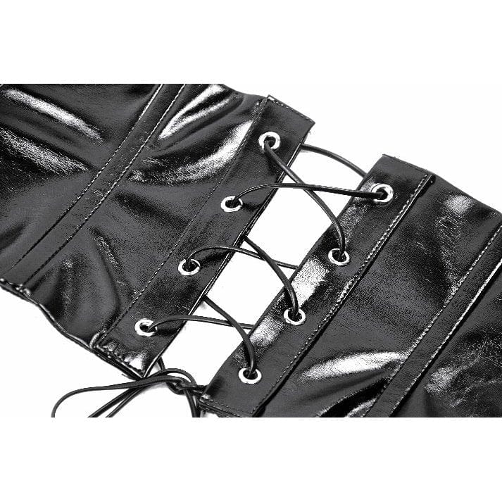 Darkinlove Women's Punk Buckle Patent Leather Underbust Corset