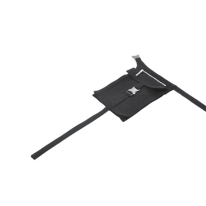 Darkinlove Women's Punk Buckle Strap Eyelet High-slit Midi Skirt with Detachable Pocket