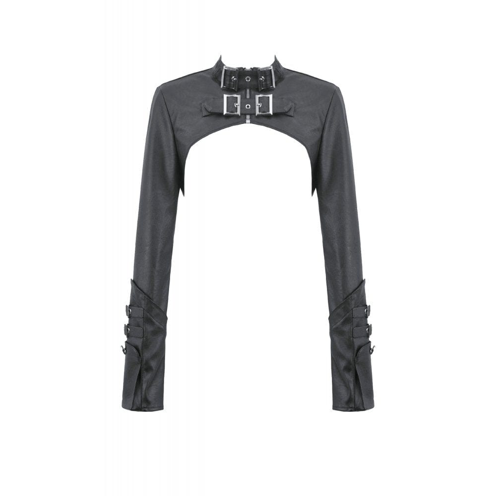 Darkinlove Women's Punk Buckle-up Strap Zip Cape