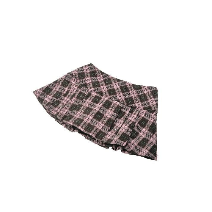 Darkinlove Women's Punk Buckled Plaid Pleated Skirt