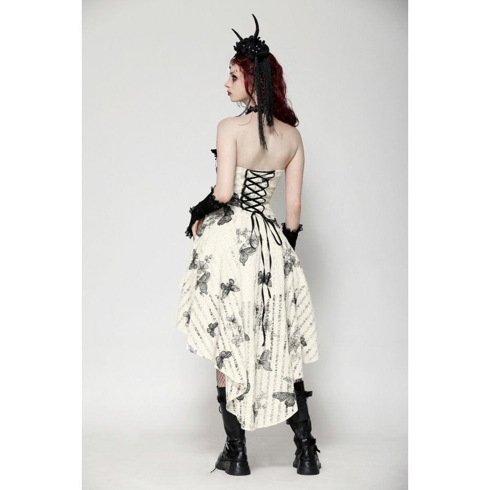 Darkinlove Women's Punk Butterfly Embroidered High/Low Honeymoon Dress