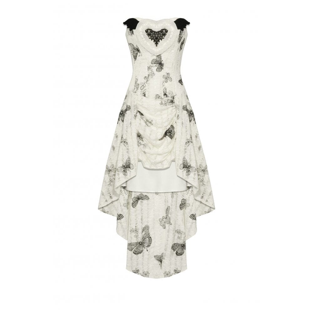 Darkinlove Women's Punk Butterfly Embroidered High/Low Honeymoon Dress