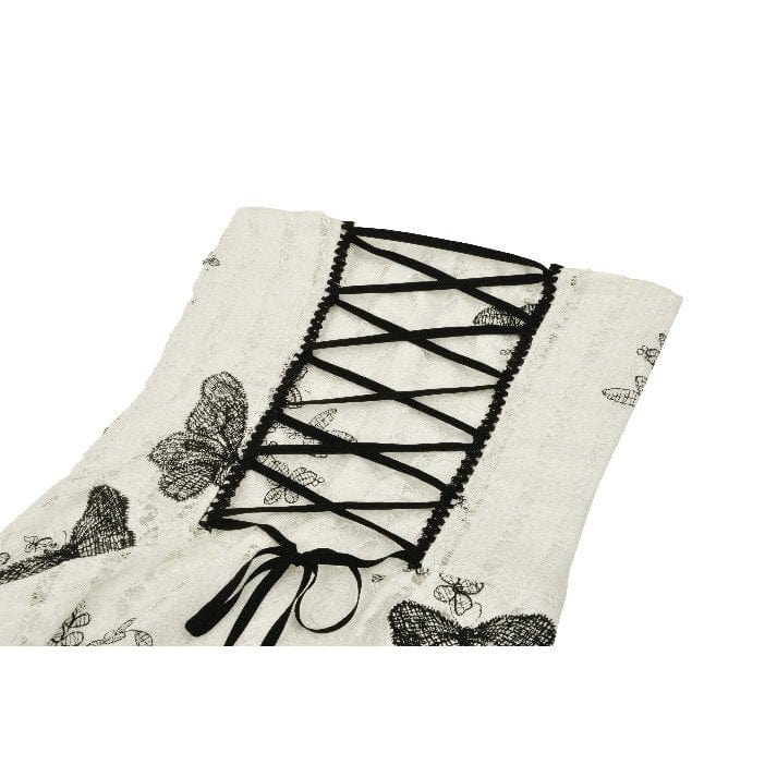 Darkinlove Women's Punk Butterfly Embroidered High/Low Honeymoon Dress