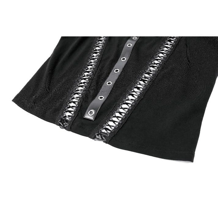 Darkinlove Women's Punk Cross Cutout Mock Neck Sleeveless Top