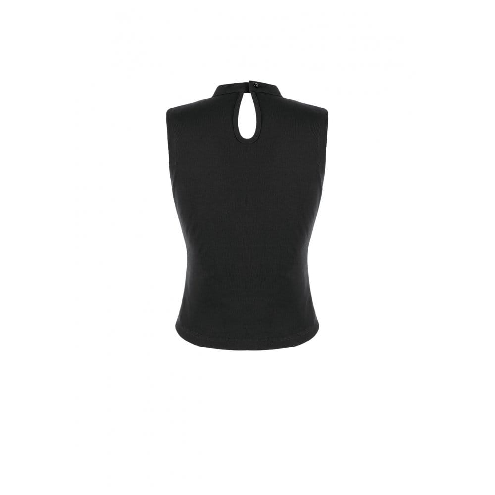 Darkinlove Women's Punk Cross Cutout Mock Neck Sleeveless Top
