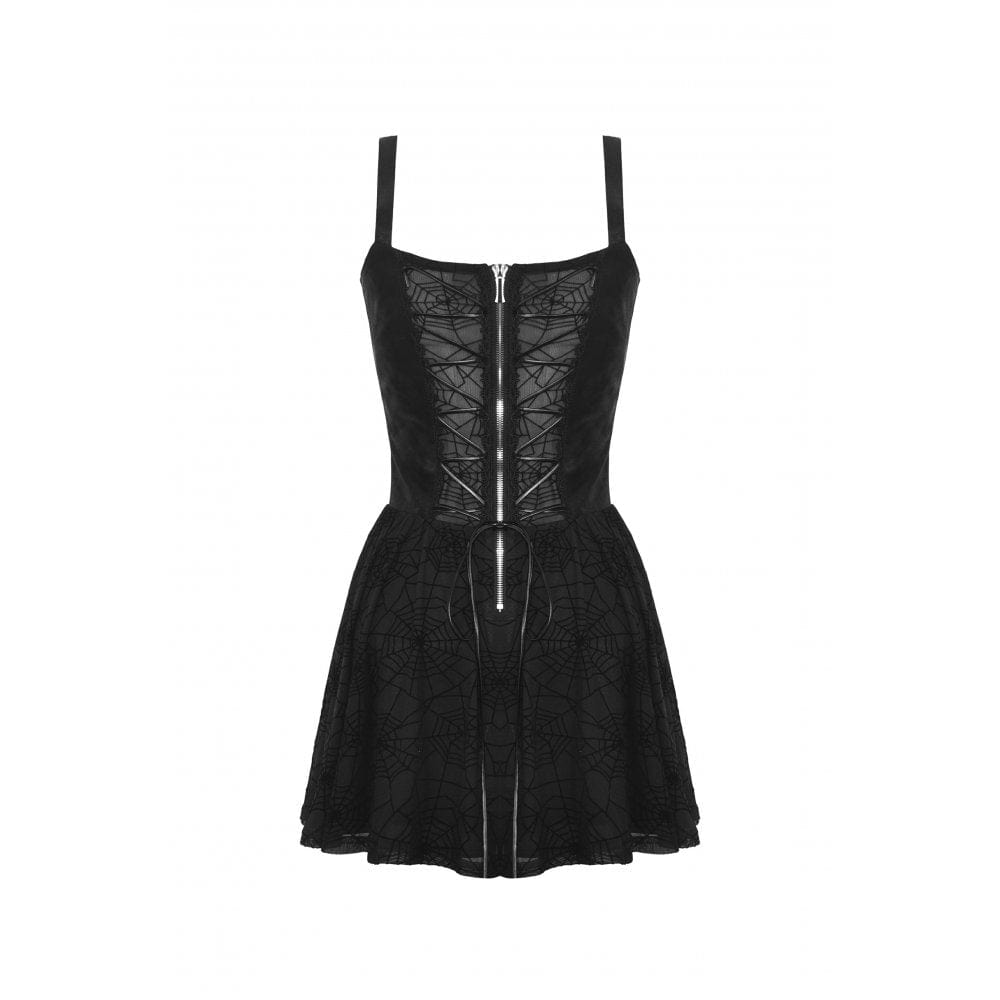 Darkinlove Women's Punk Cross Spider Mesh Slip Dress