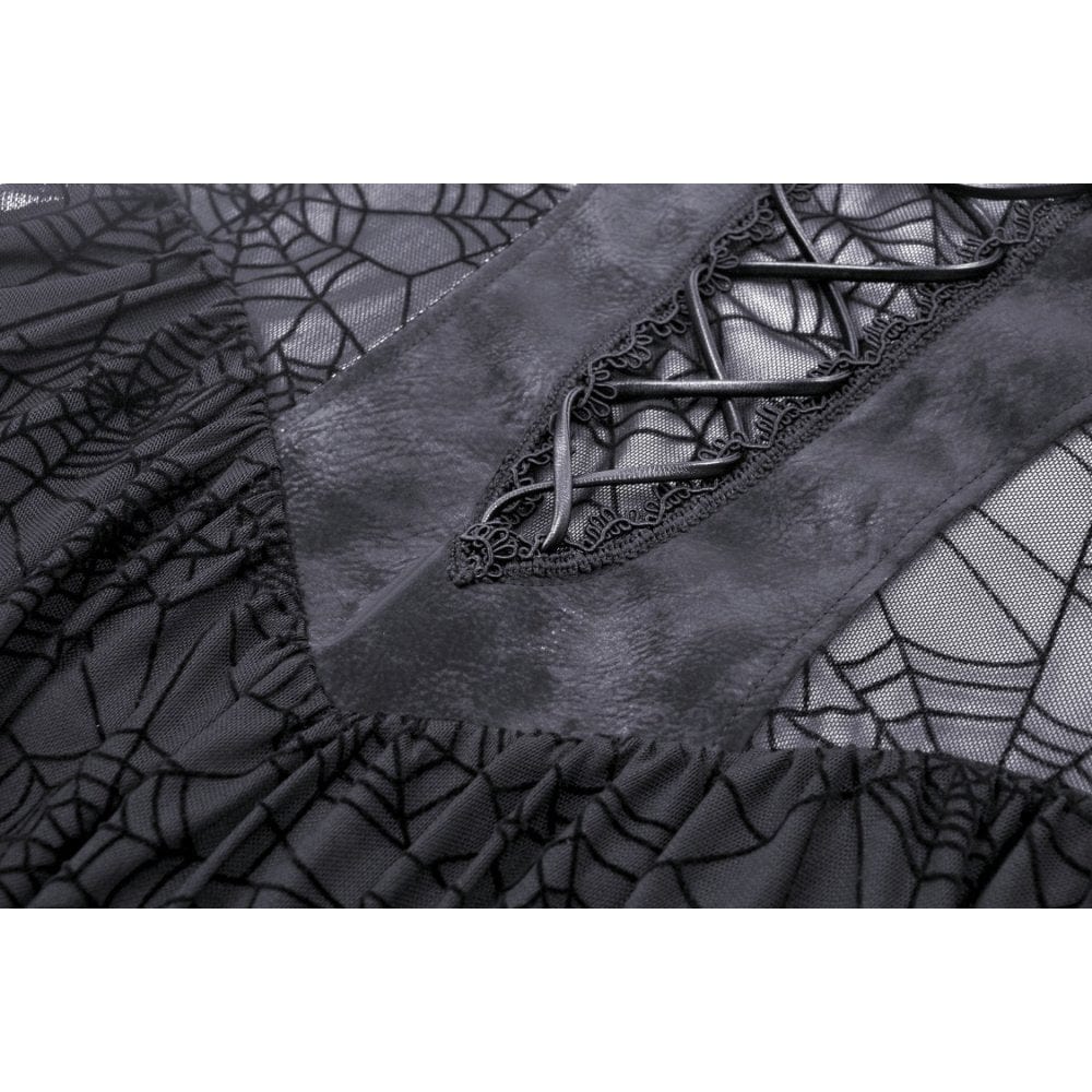 Darkinlove Women's Punk Cross Spider Mesh Slip Dress