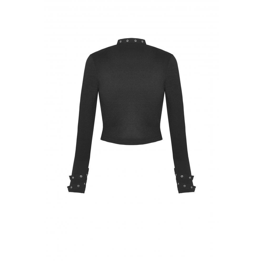 Darkinlove Women's Punk Cutout Cross Eyelet Crop Top