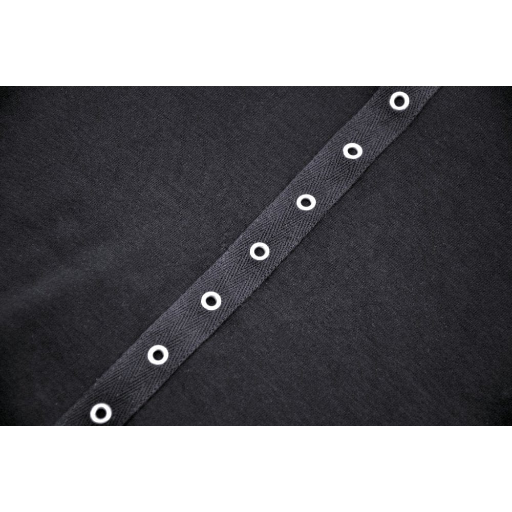 Darkinlove Women's Punk Cutout Eyelet Crop Top with Ripped Hood