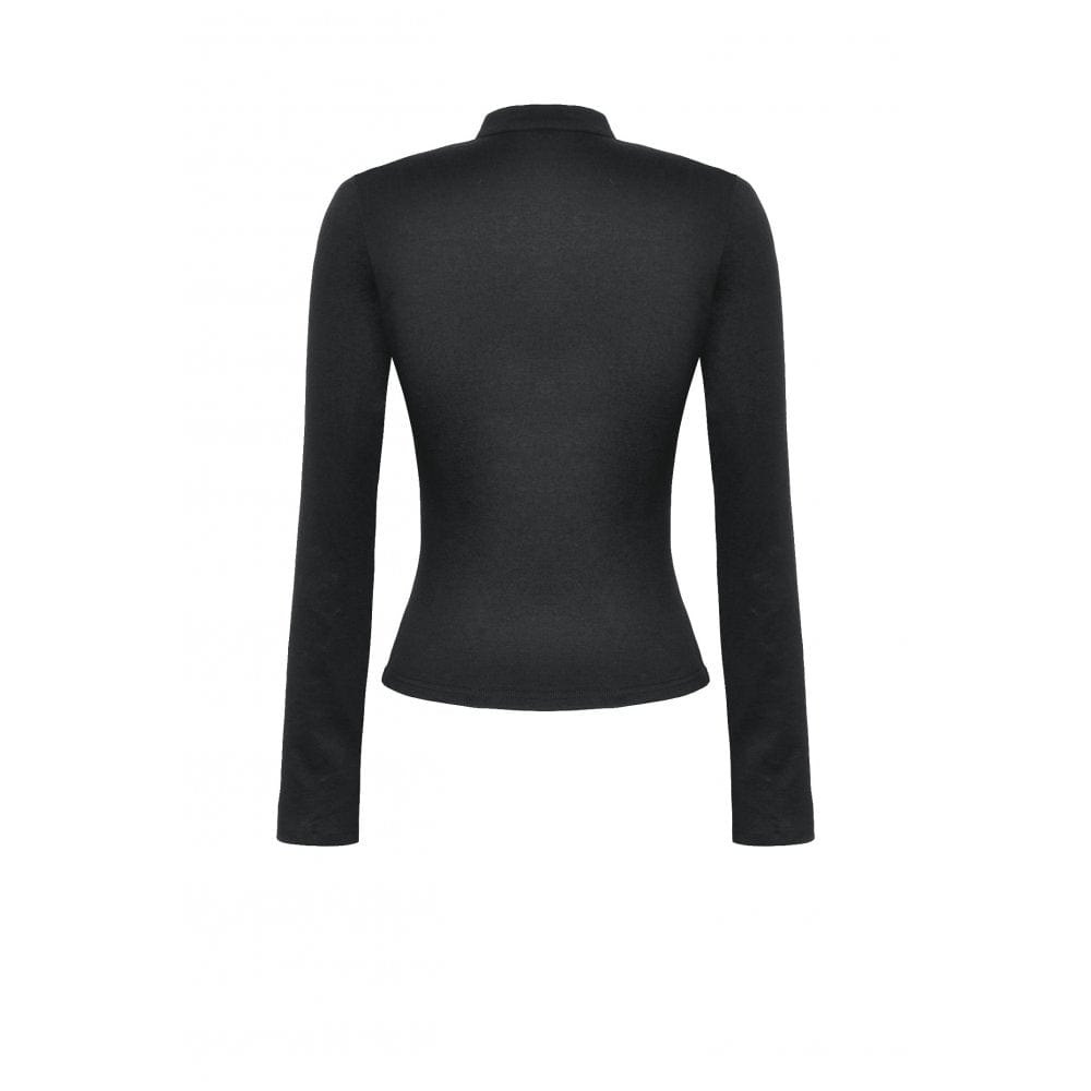 Darkinlove Women's Punk Cutout Plunging Shirt